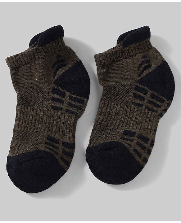 Pine Active Cotton Lycra Knit Terry Breathable Ankle Length Athletic Socks Pack of 3 - White, Black & Light Blue