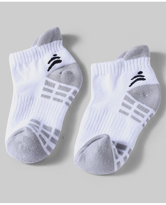 Pine Active Cotton Lycra Knit Terry Breathable Ankle Length Athletic Socks Pack of 3 - White, Black & Light Blue