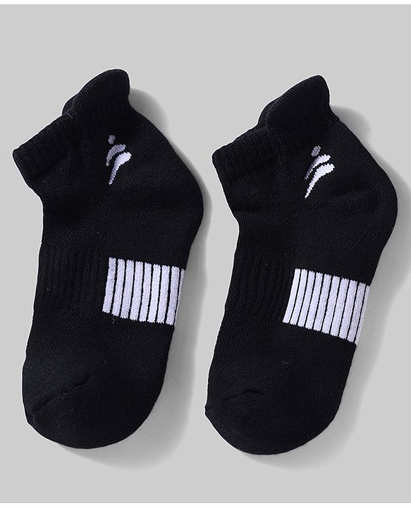 Pine Active Cotton Lycra Knit Terry Breathable Ankle Length Athletic Socks Pack of 3 - White, Red & Black