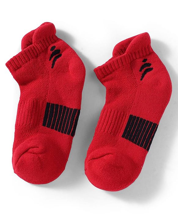 Pine Active Cotton Lycra Knit Terry Breathable Ankle Length Athletic Socks Pack of 3 - White, Red & Black
