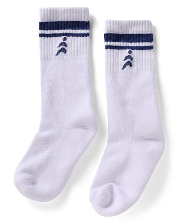 Pine Active Cotton Lycra Knit Terry Breathable Knee Length Football Socks With Design Pack of 3 - White, Blue & Red