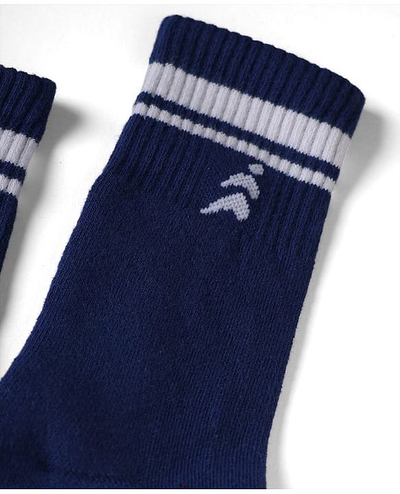 Pine Active Cotton Lycra Knit Terry Breathable Knee Length Football Socks With Design Pack of 3 - White, Blue & Red