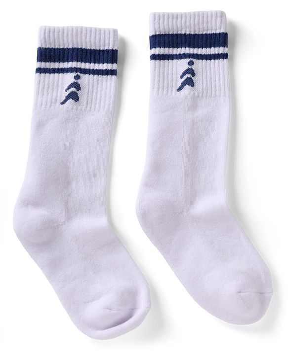 Pine Active Cotton Lycra Knit Terry Breathable Knee Length Football Socks With Design Pack of 3 - White, Blue & Red