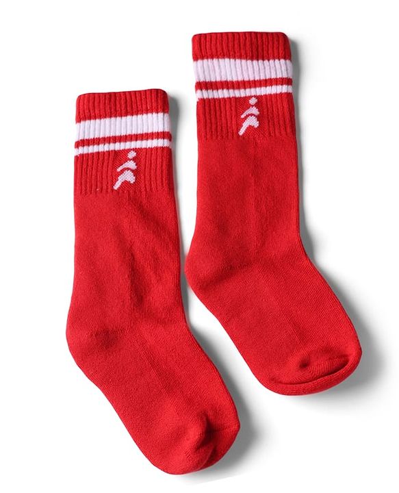 Pine Active Cotton Lycra Knit Terry Breathable Knee Length Football Socks With Design Pack of 3 - White, Blue & Red
