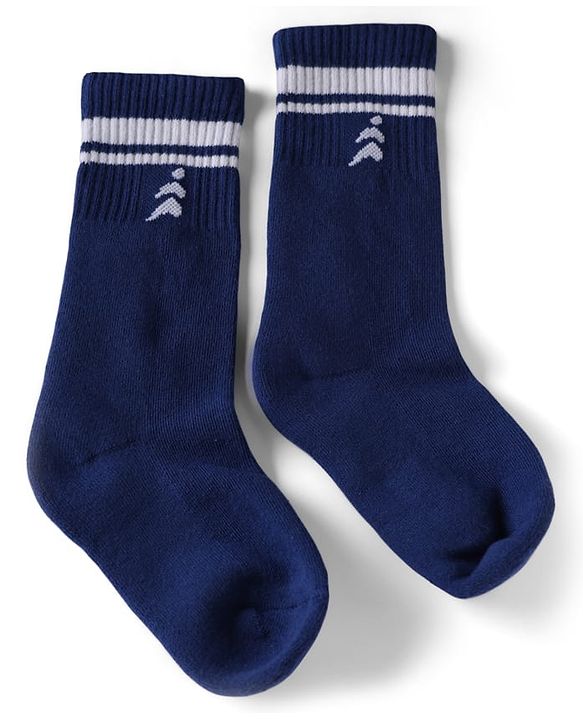 Pine Active Cotton Lycra Knit Terry Breathable Knee Length Football Socks With Design Pack of 3 - White, Blue & Red