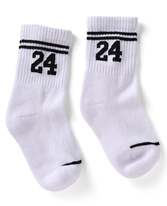 Pine Active Cotton Lycra Knit Terry Breathable Crew Calf Length Athletic Socks With Numeric Text Design Pack of 3 - White, Black & Navy Blue