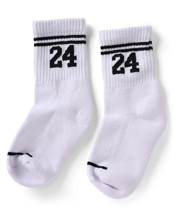 Pine Active Cotton Lycra Knit Terry Breathable Crew Calf Length Athletic Socks With Numeric Text Design Pack of 3 - White, Black & Navy Blue