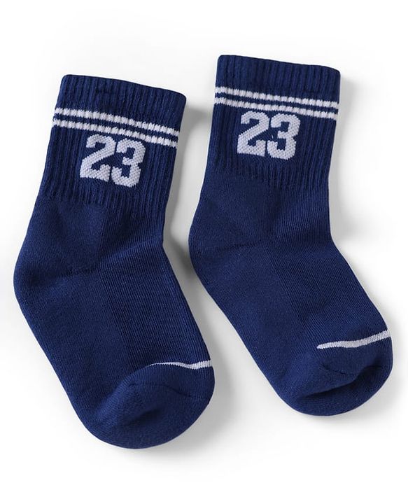 Pine Active Cotton Lycra Knit Terry Breathable Crew Calf Length Athletic Socks With Numeric Text Design Pack of 3 - White, Black & Navy Blue
