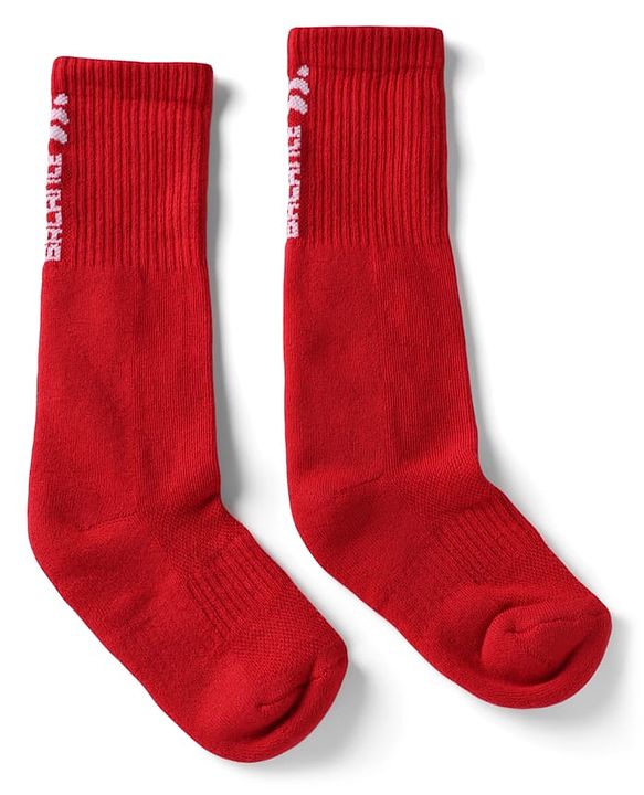 Pine Active Cotton Lycra Knit Terry Breathable Knee Length Football Socks Pack of 3 - White, Black & Red