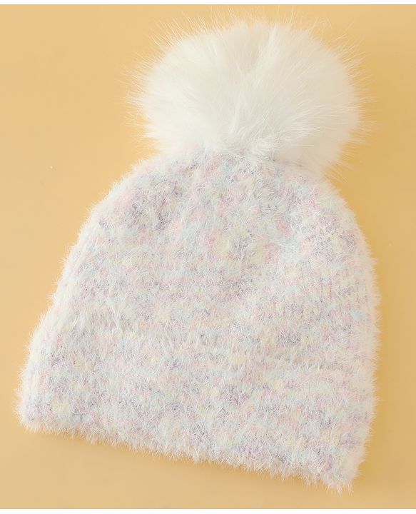 Babyhug Viscose Woollen Cap with Pom Pom Pink - Diameter 16.5 cm