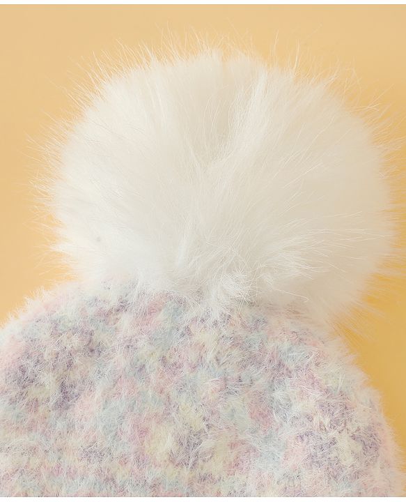 Babyhug Viscose Woollen Cap with Pom Pom Pink - Diameter 16.5 cm
