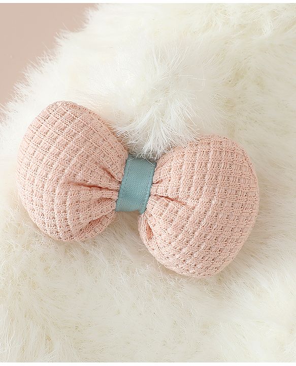 Babyhug Woollen Cap with Knot & Bow Applique White - Diameter 16.5 cm