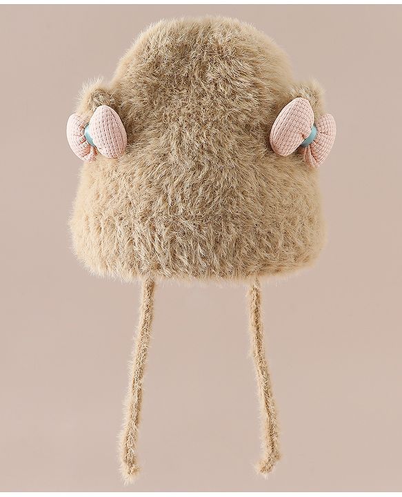 Babyhug Woollen Cap with Knot & Bow Applique White - Diameter 16.5 cm