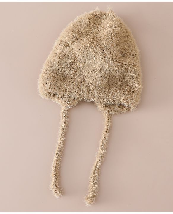 Babyhug Woollen Cap with Knot & Bow Applique White - Diameter 16.5 cm