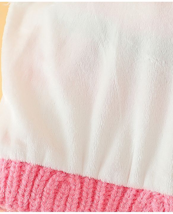 Babyhug Viscose Woollen Cap with Pom Pom & Tomato Print Pink - Diameter 17.5 cm