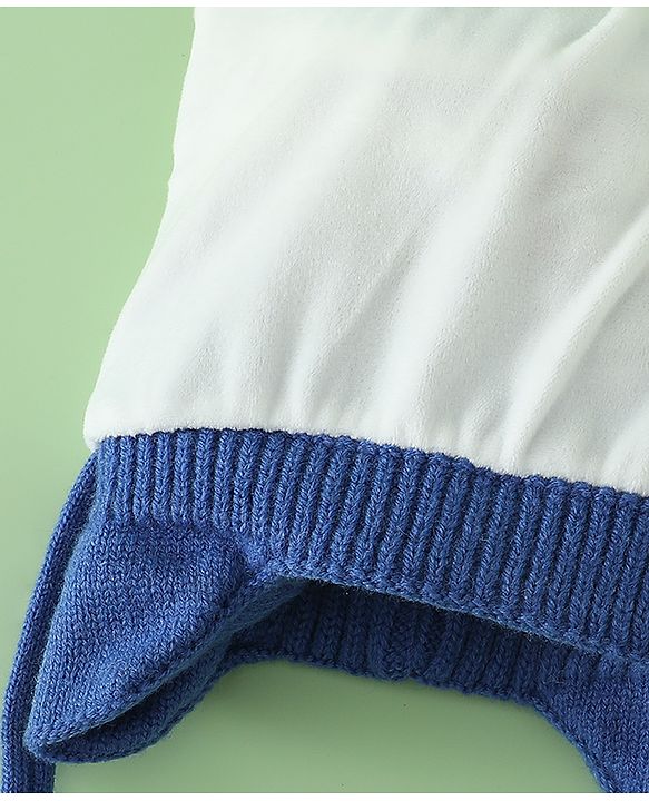 Babyhug Viscose Woollen Cap with Knot, Ear & Pom Pom and Bear Design Khaki - Diameter 20 cm