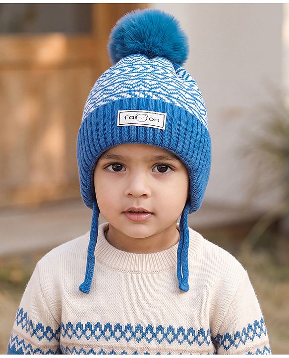 Babyhug Printed Woollen Cap Red - Diameter 16.5 cm