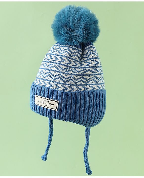 Babyhug Printed Woollen Cap Red - Diameter 16.5 cm