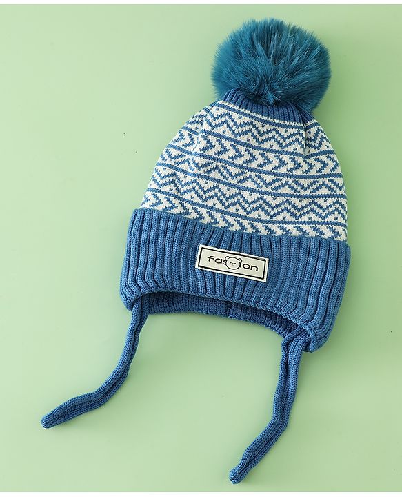 Babyhug Printed Woollen Cap Red - Diameter 16.5 cm