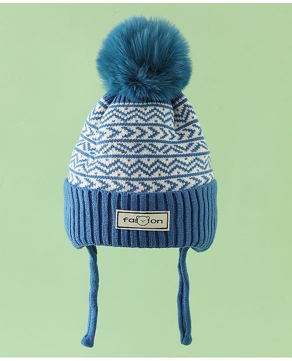 Babyhug Printed Woollen Cap Red - Diameter 16.5 cm