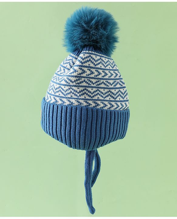 Babyhug Printed Woollen Cap Red - Diameter 16.5 cm