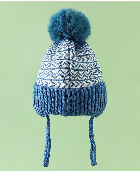 Babyhug Printed Woollen Cap Red - Diameter 16.5 cm