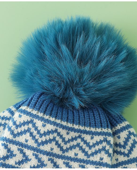 Babyhug Printed Woollen Cap Red - Diameter 16.5 cm