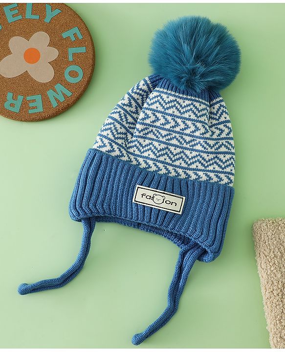 Babyhug Printed Woollen Cap Red - Diameter 16.5 cm