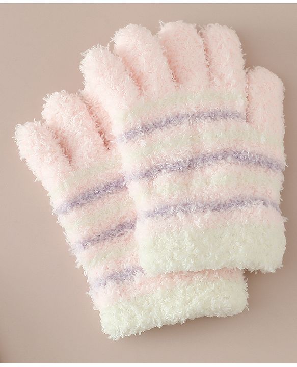 Babyhug Gloves with Striped - Pink