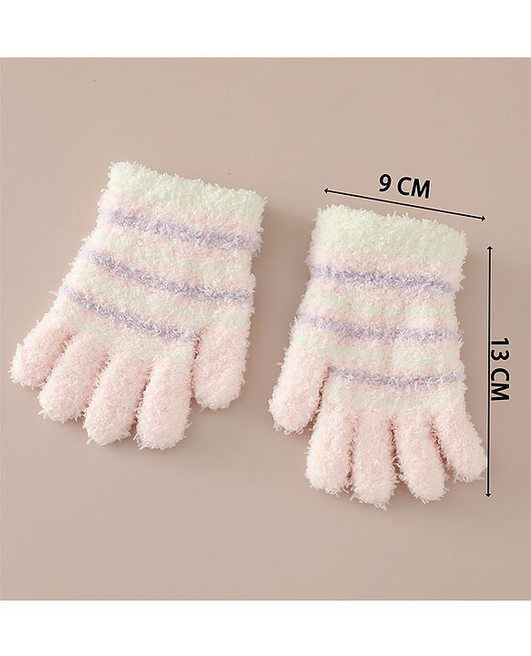 Babyhug Gloves with Striped - Pink