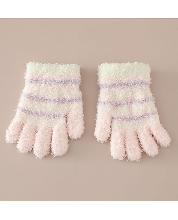 Babyhug Gloves with Striped - Pink