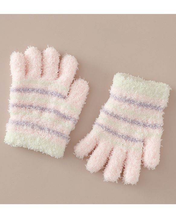 Babyhug Gloves with Striped - Pink