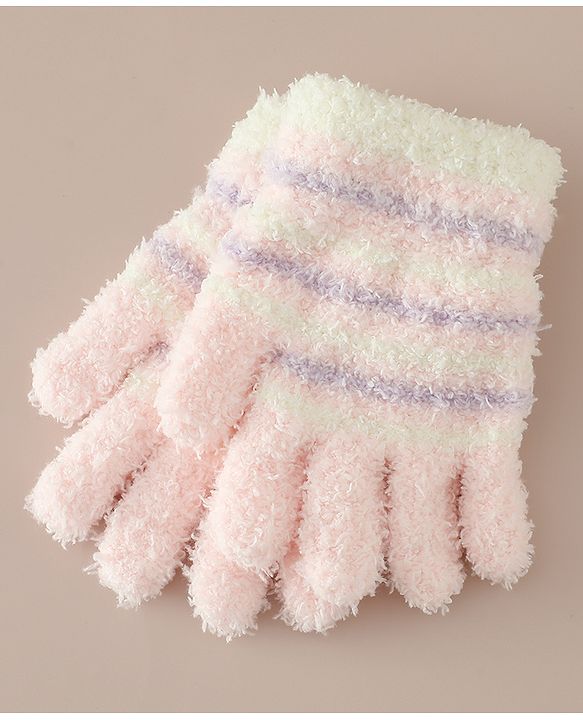 Babyhug Gloves with Striped - Pink