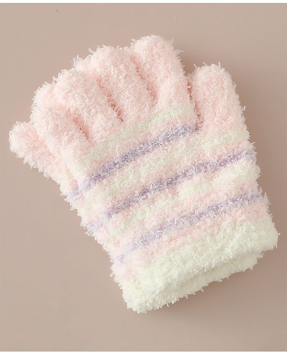 Babyhug Gloves with Striped - Pink