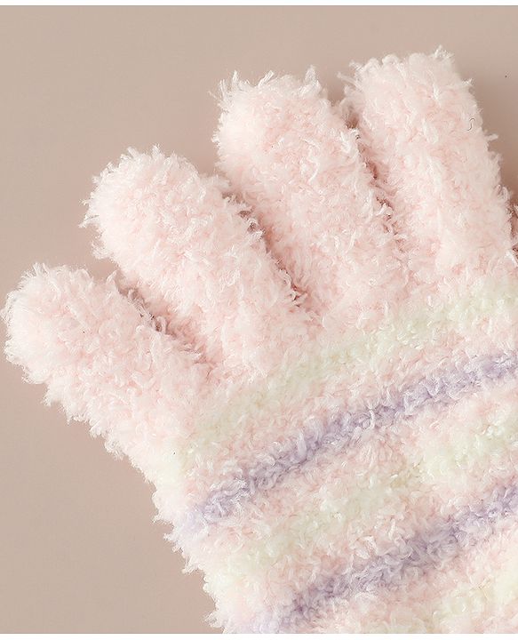 Babyhug Gloves with Striped - Pink