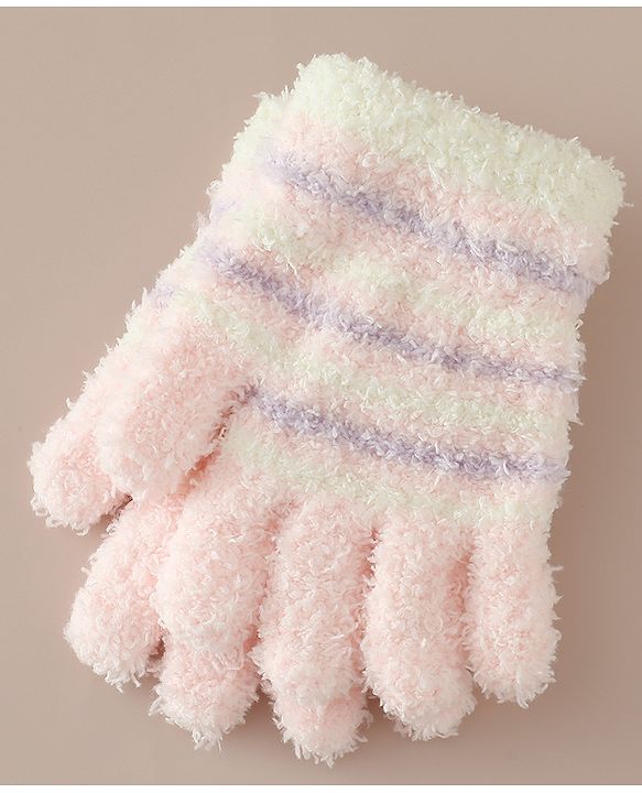 Babyhug Gloves with Striped - Pink