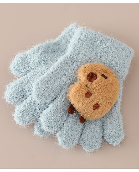 Babyhug Gloves with Bear Applique - Beige