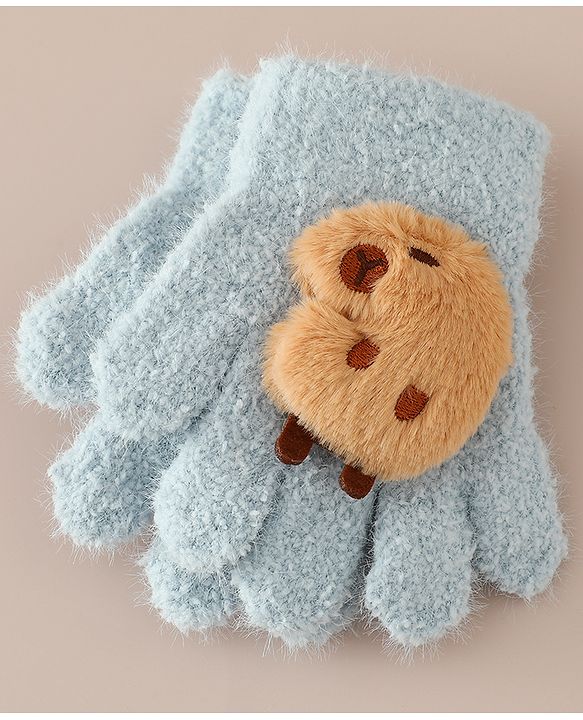 Babyhug Gloves with Bear Applique - Beige