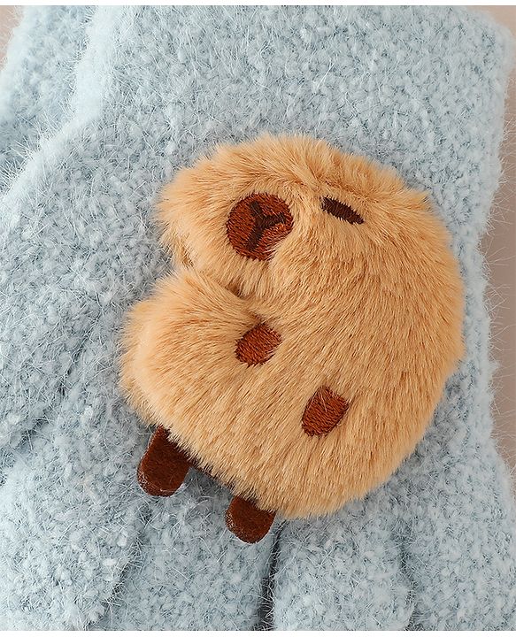 Babyhug Gloves with Bear Applique - Beige