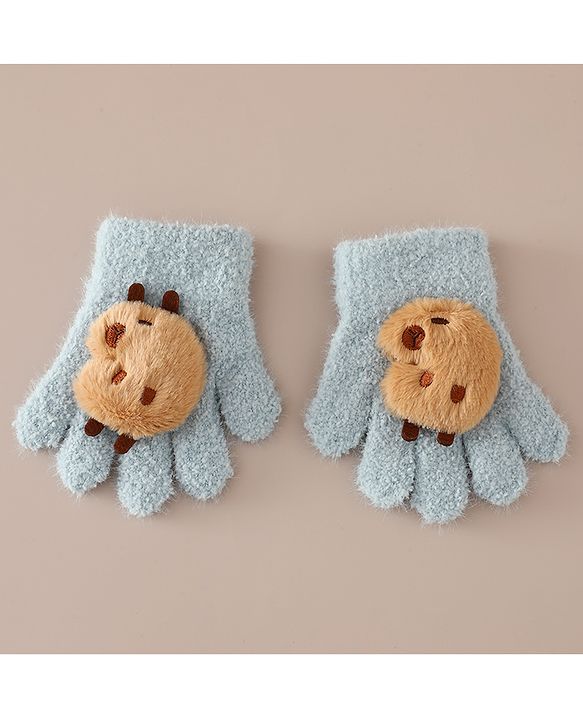 Babyhug Gloves with Bear Applique - Beige