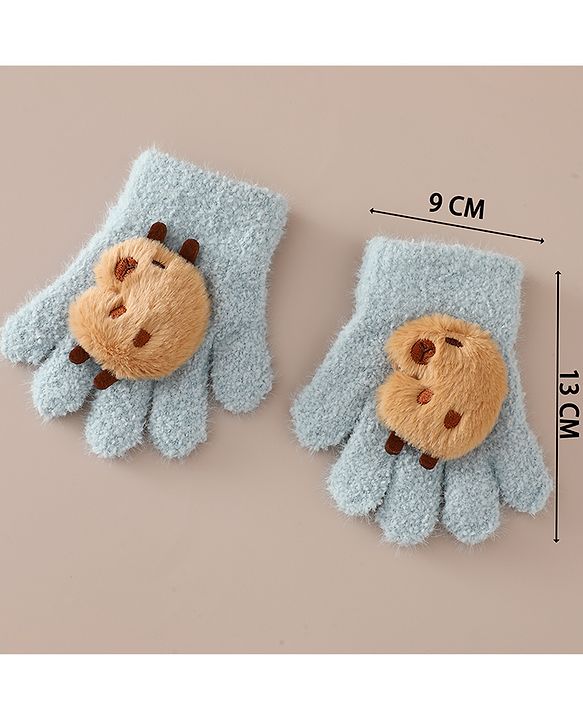 Babyhug Gloves with Bear Applique - Beige
