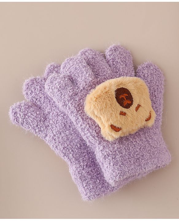 Babyhug Gloves with Bear Applique - Pink