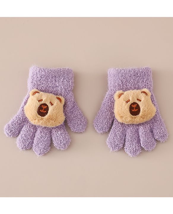 Babyhug Gloves with Bear Applique - Pink