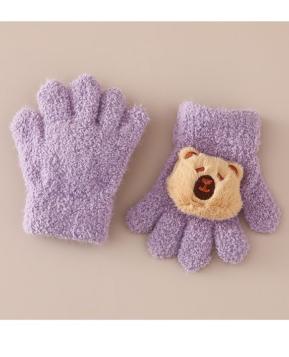 Babyhug Gloves with Bear Applique - Pink