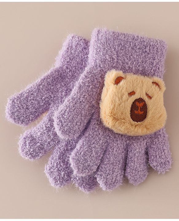 Babyhug Gloves with Bear Applique - Pink