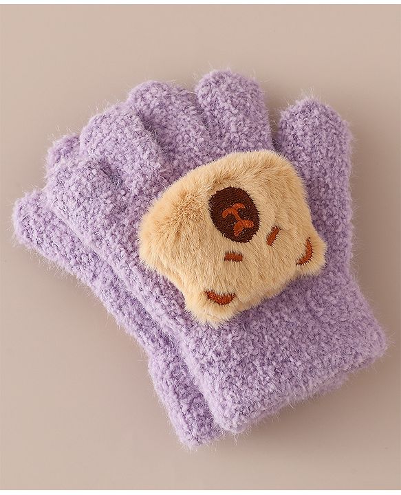 Babyhug Gloves with Bear Applique - Pink