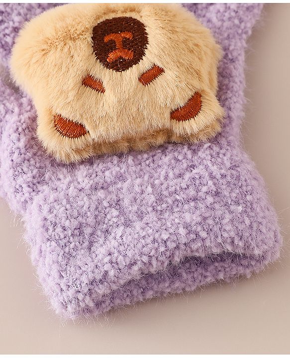 Babyhug Gloves with Bear Applique - Pink