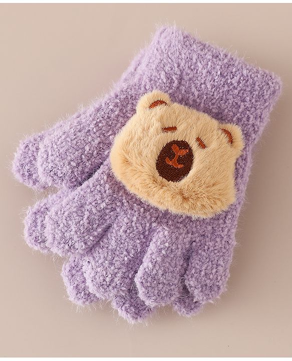 Babyhug Gloves with Bear Applique - Pink