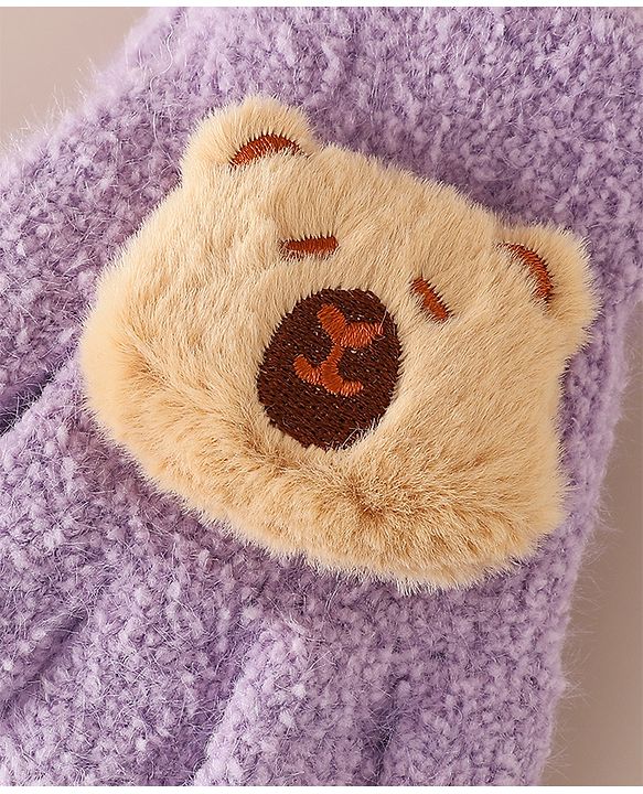 Babyhug Gloves with Bear Applique - Pink