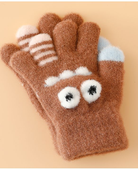 Babyhug Gloves with Applique - Brown